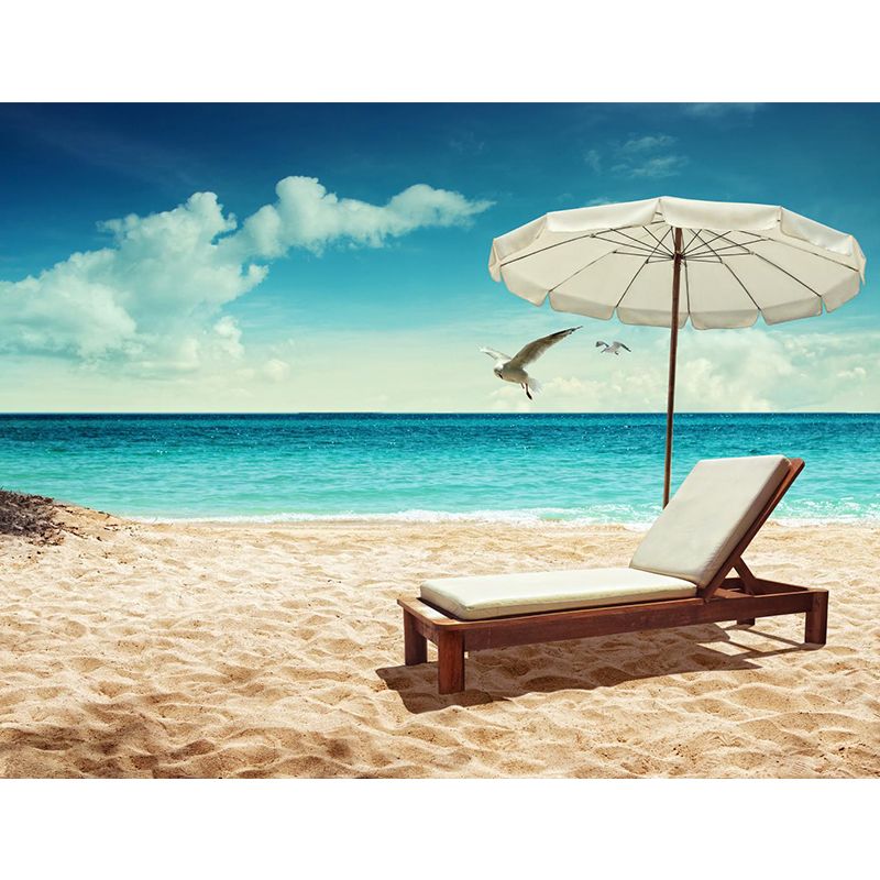 Large Beach Bench Wallpaper Mural Tropix Beautiful Seascape Wall Decor in Natural Color