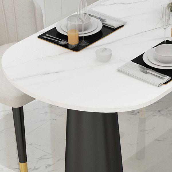 Metal Modern Free Form Dining Table Sintered Stone Top Table with 3 Legs