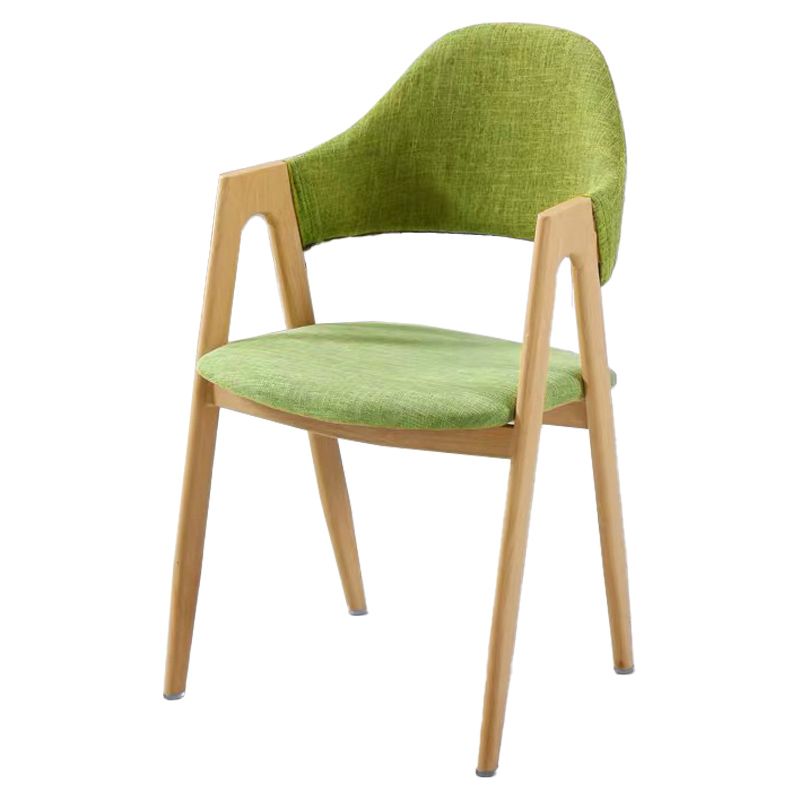 Glam Style Wooden Dining Arm Chair Matte Finish Solid Back Dining Chair for Home