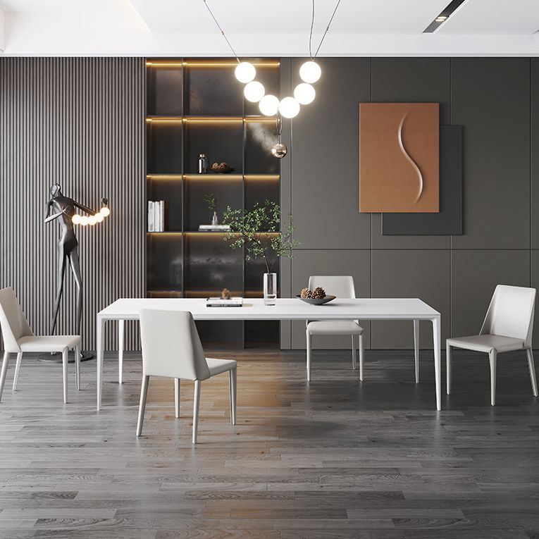 Contemporary 1/2/5 Pieces Furniture Stone Rectangle Dining Chairs Set in White
