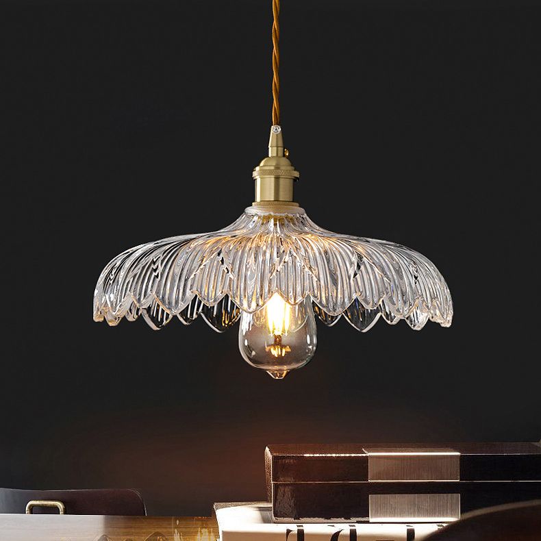 Kit di luce sospesa industriale in vetro trasparente a 1 luci a 1 lutto Luce per sala da pranzo