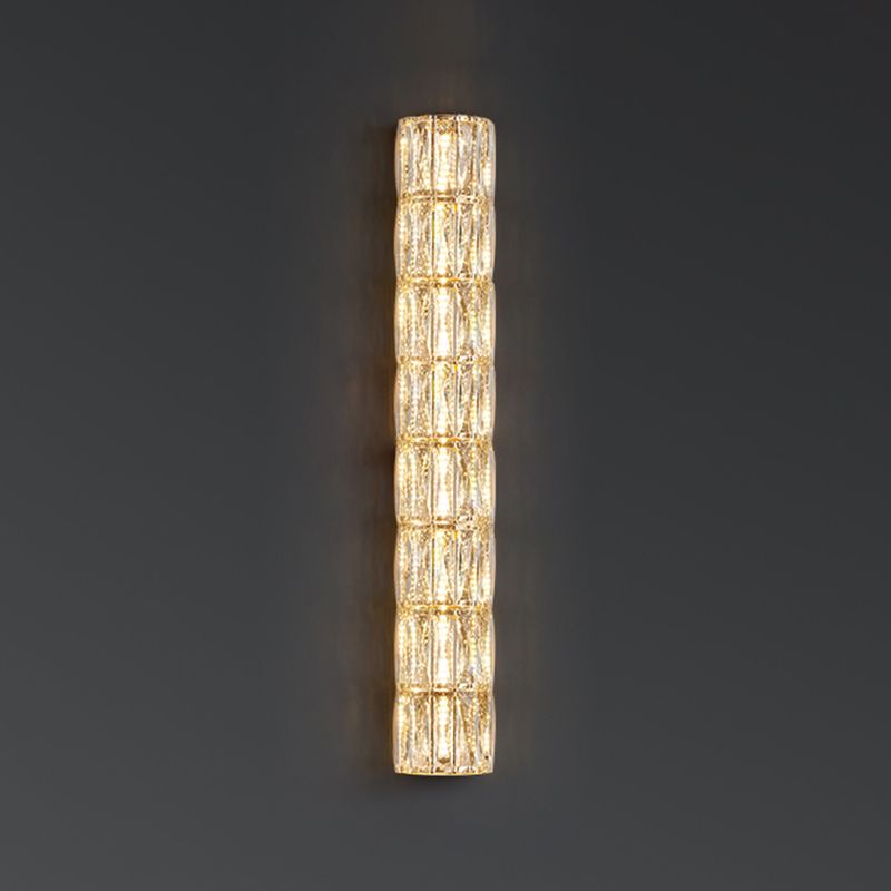 Cylinder Shade Wall Lamp Modern Style Crystal Shape Wall Mounted Lighting for Bedroom