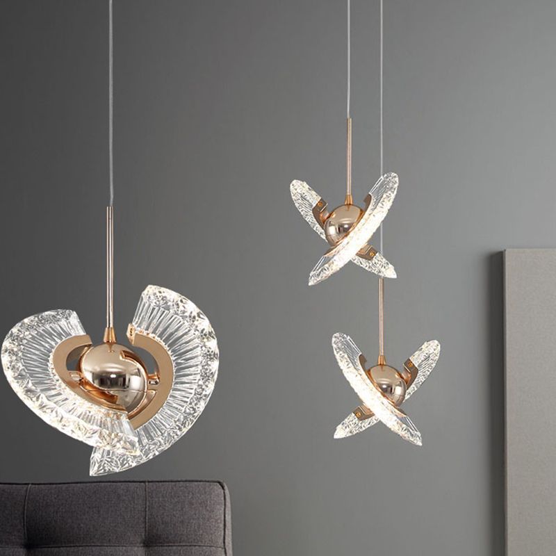 Ring Wohnzimmer hängende hängende Lichtkristall -LED Moderne hängende Beleuchtung in Gold
