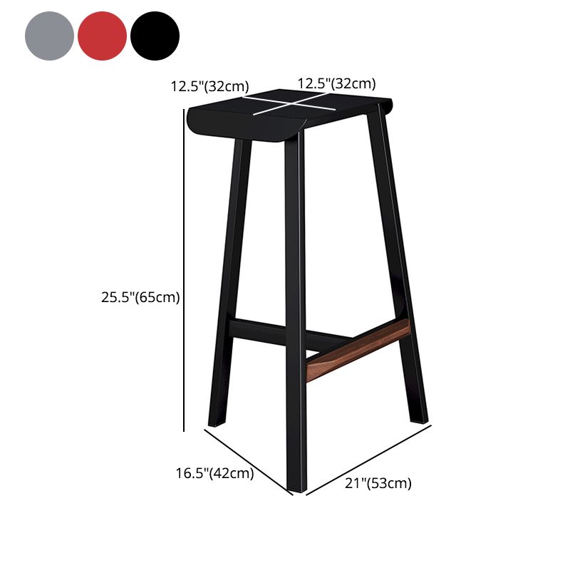 Taburete de bar simple sin respaldo de metal industrial 26" H Taburete alto interior con asiento cuadrado