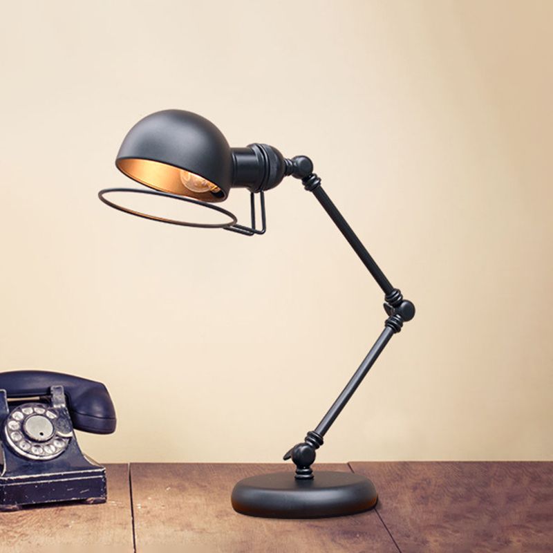 1 Lampenkuppel Task Light Industrial Black Finish Metallic Tischlampe mit Ringdetail und Schwungarm, 6,5 "/8" Breite