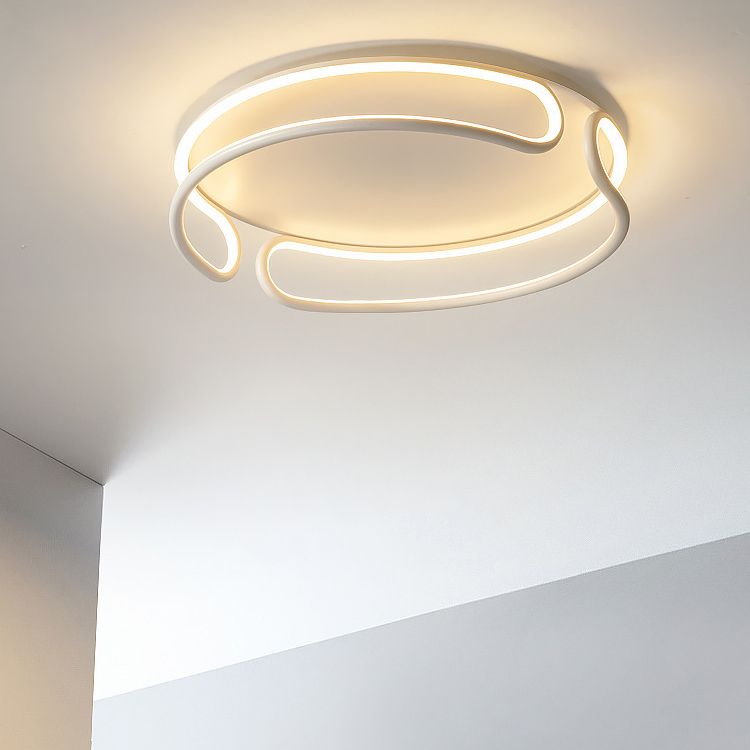 Circle Ceiling Mounted Light Modern Style Metal LED White Ceiling Light Fixture