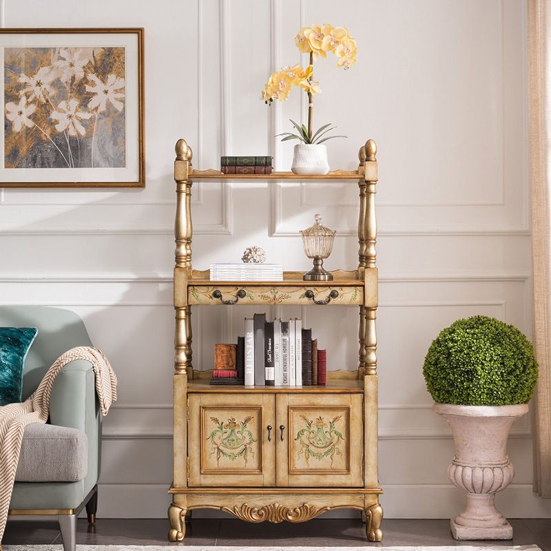 Industrial Rubberwood Chest with Doors Storage Cabinet with Shelves