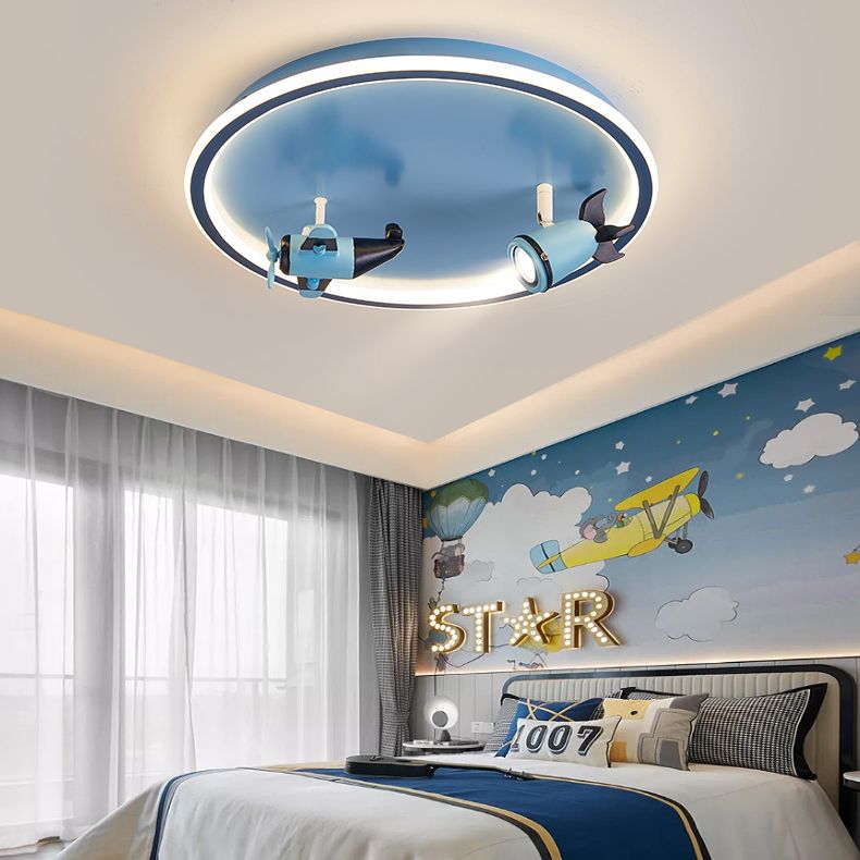 Plafonnier LED en acrylique bleu à 1 lumière, plafonnier arrondi créatif pour chambre d'enfant