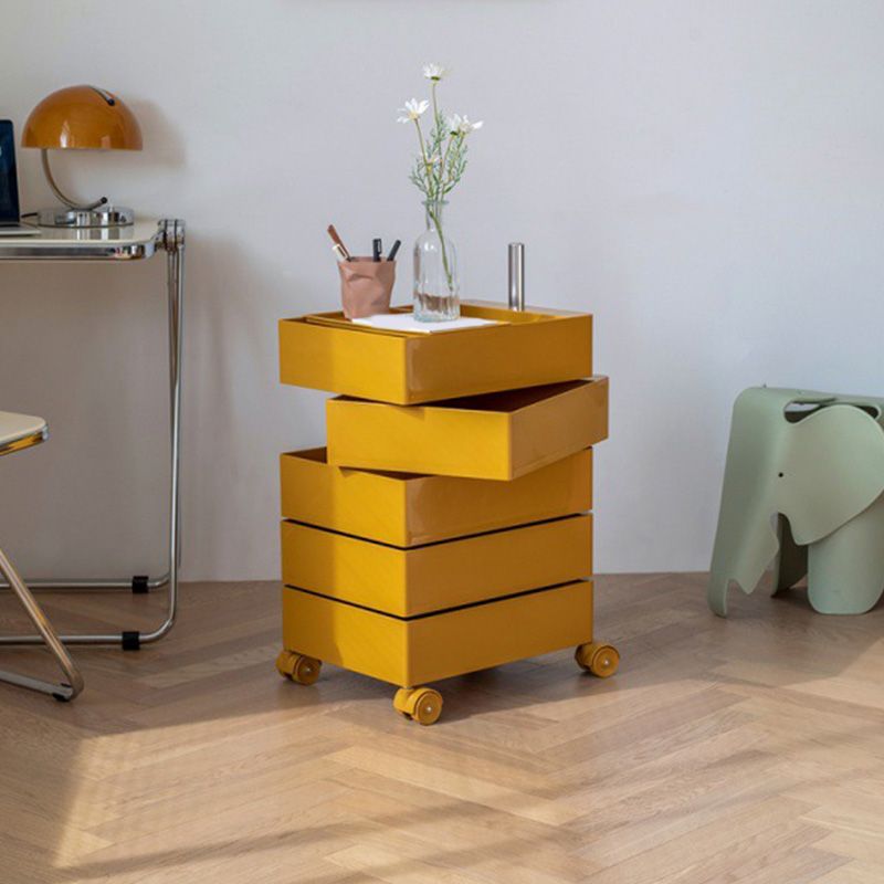 Modern Colored 5 - Drawer Plastic Nightstand Or End Table with Casters