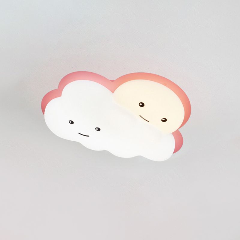 Pink/Blue Cloud Flush Ceiling Light Cartoon Acrylic LED Flush Mount Light Fixture for Kids Bedroom