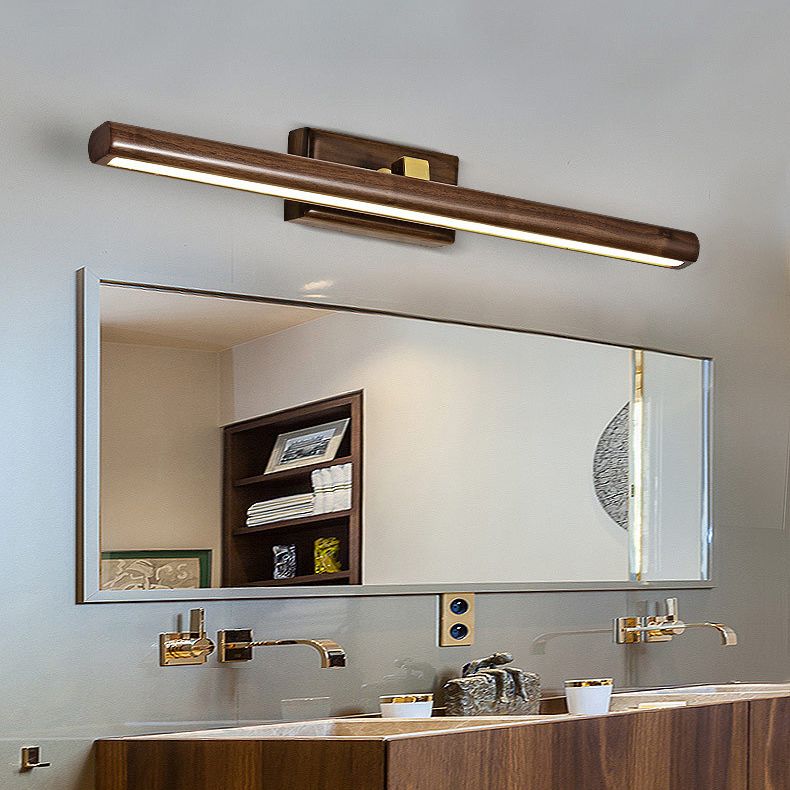 Vanité linéaire moderne lumineuses Lumières murales en bois à 1 lumière pour salle de bain