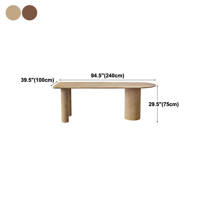 Free Form Wood Dining Table Natural and Walnut Dining Table with Pedestal Base