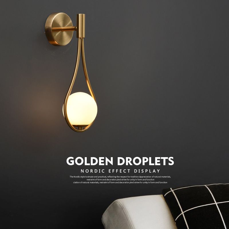 Modern Style Teardrop Sconce Light Fixture Glass Bedroom Wall Mounted Light Fixture