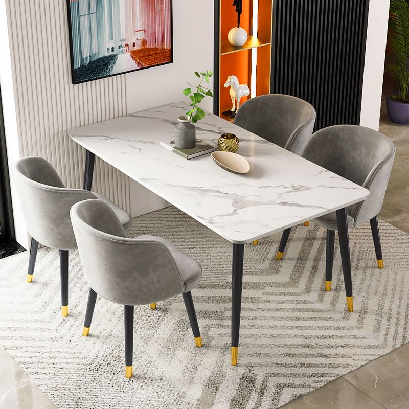 Modern Indoor 1/4/5/7 Pieces Dining Set Rectangle Stone Top Legs Dinette Set