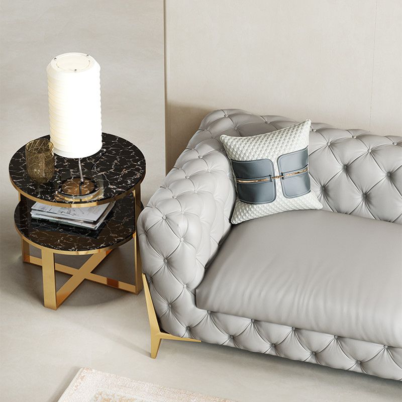 Tufted Contemporary Sofa in Gray 30.31" High Tuxedo Arm Sofa