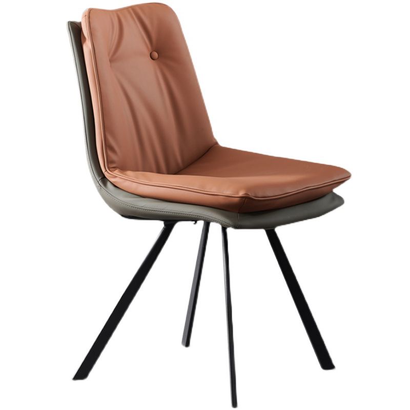 Home Faux Leather Side Chair Armless Dining Chairs in Black Legs