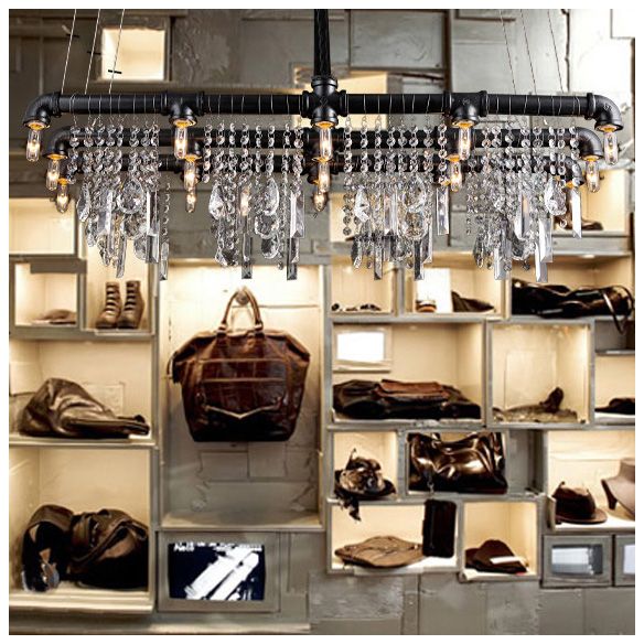 Rain Drop Island Chandelier Contemporary Crystal de 15 luces Lighting For Bar Restaurant