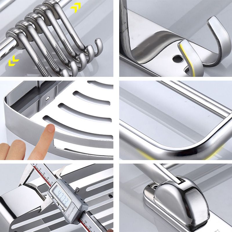 Contemporary Bathroom Accessories Hardware Set in Silver with Towel Bar