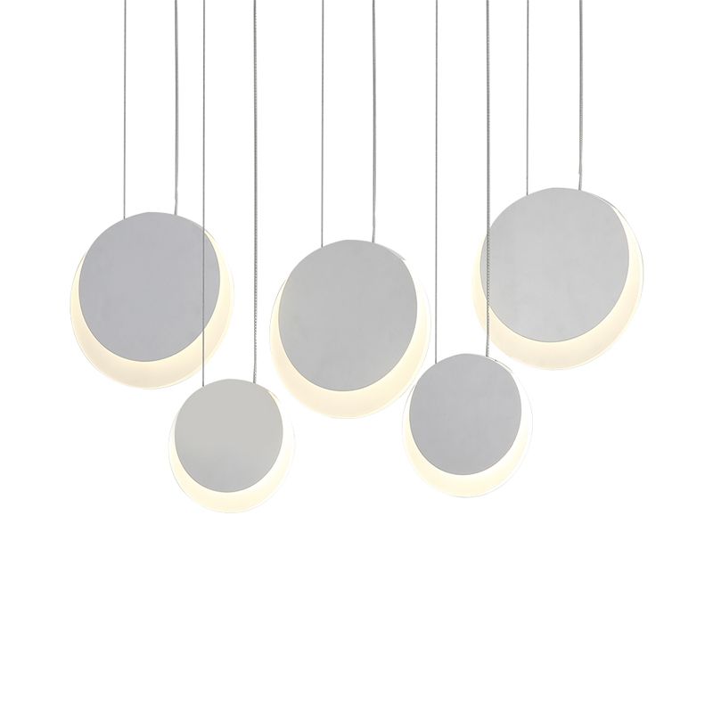 Colgante múltiple en forma de luna metal nórdico 3/4/5 luces blanca clúster luz de colgante en luz cálida/blanca