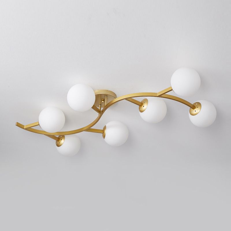 Sphere Glass Semi Mount Lighting Modern Style Ceiling Mounted Light
