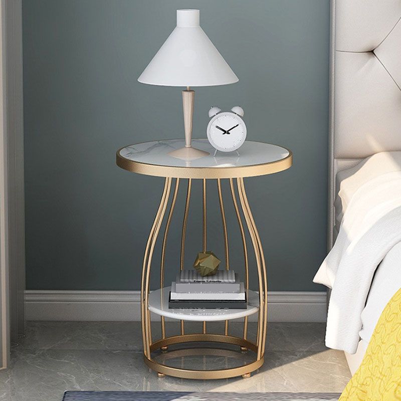 Contemporary Metal Frame End Table 24.8" Tall Slate Top Side Table