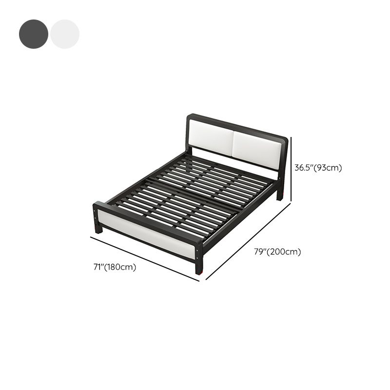 Contemporary Metal Bed with Slat Headboard Rectangular Adjustable Bed