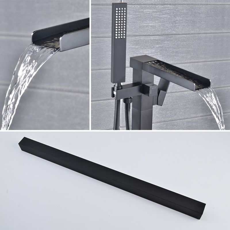 Floor Mounted Metal Freestanding Tub Filler Waterfall Freestanding Faucet with Hose