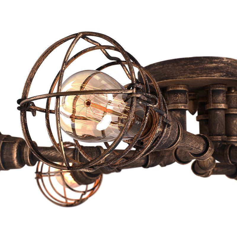 Lámpara de techo de 4/6/8 bombillas, accesorio de iluminación semiempotrado de tubo trenzado de Metal para granja, negro/bronce, para restaurante