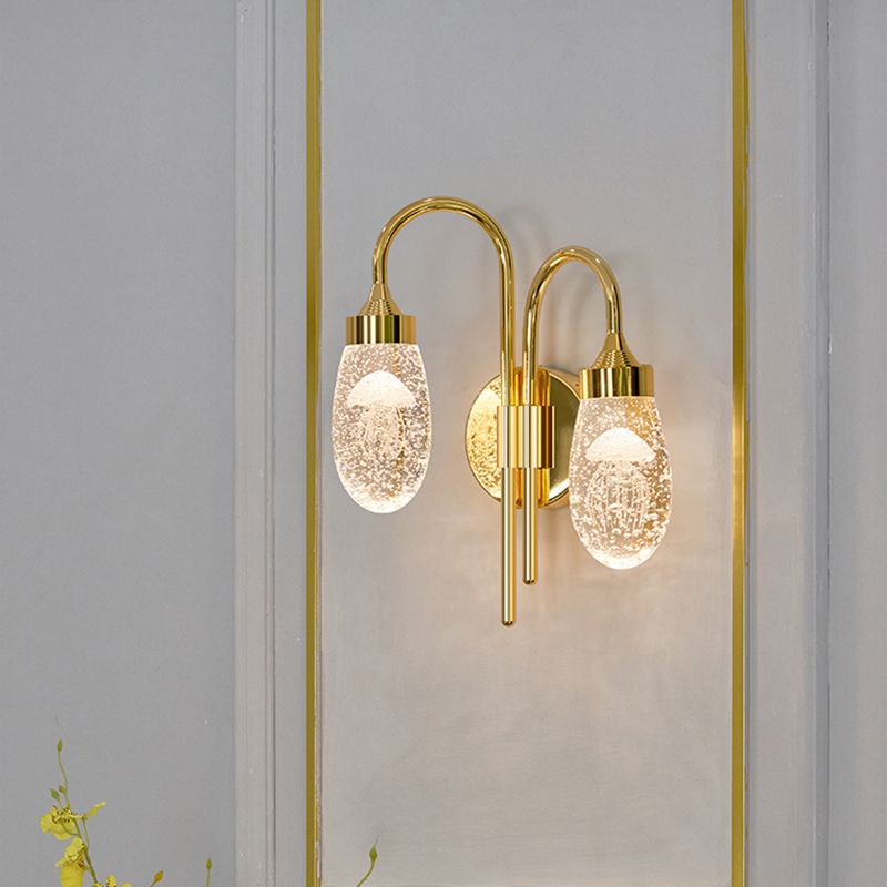 Iluminación de pared de 1 luces de oro de 1 luces de estilo moderno de cristal de cristal Ideas de iluminación de pared