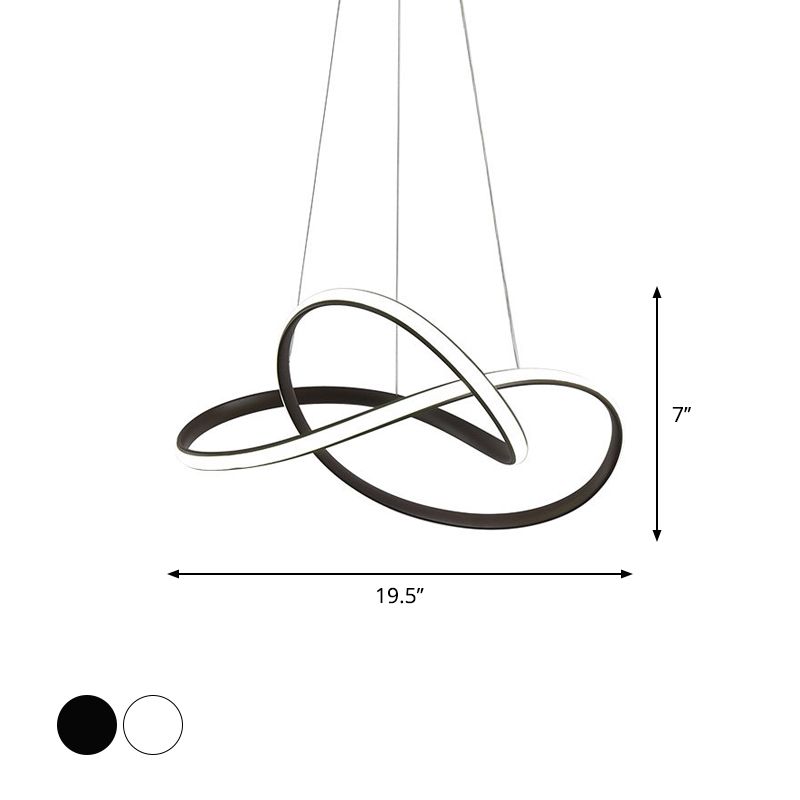 Cycle Pendant Light Fixture Simplicity Acrylic Black/White LED Chandelier in Warm/White Light, 19.5"/27.5" Width