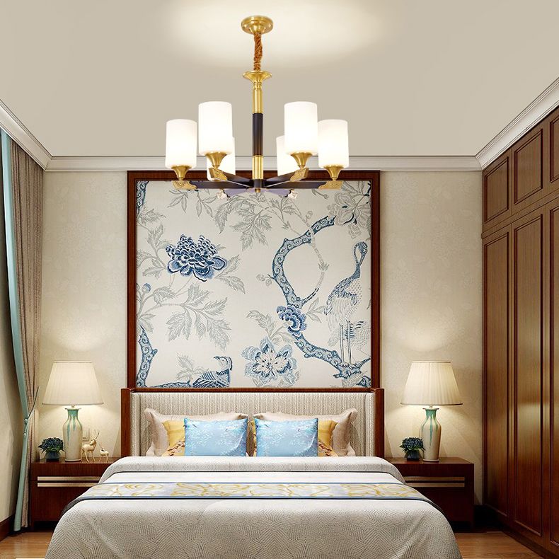 Modern Minimalism Style Cylindrical Hanging Chandelier Copper Ceiling Chandelier