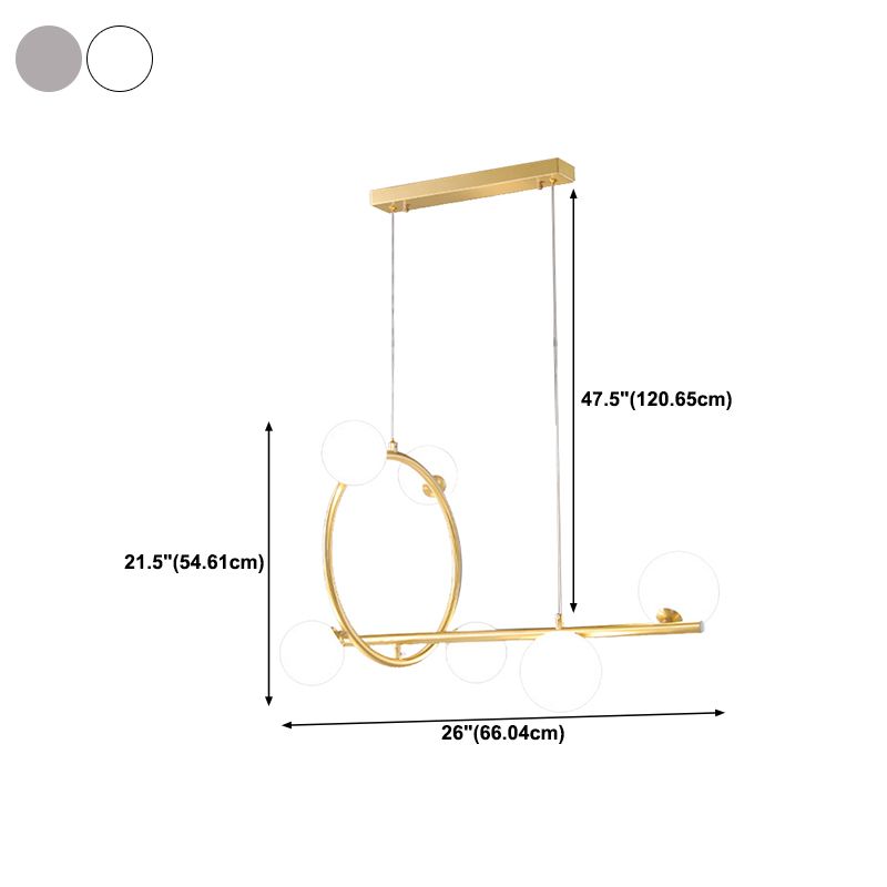 Modern Creative Style Hanging Lamp Gold Glass Island Light Fixture for Dining Room