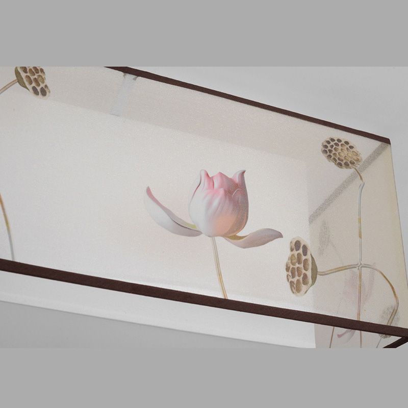 16 " Wide 4 lumière Flush Mount Traditional Fabric Flush Ceiling Light in White for Bedroom