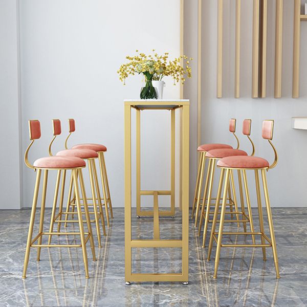 Faux Marble Pub Table Set Modern 1/7 Pieces Bar Stool and Table Set