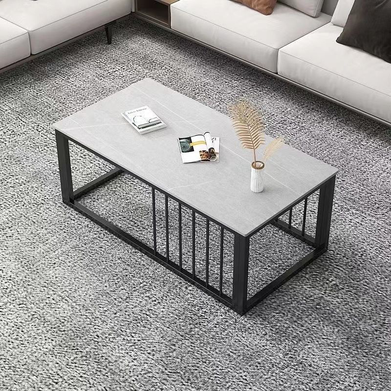 Contemporary Stone Coffee Table Rectangle Frame Coffee Cocktail Table