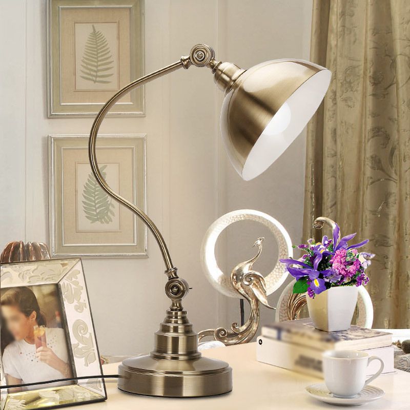 Dome 1 Light Table Lamp Mid Century Metal Night Table Lamps for Bedroom