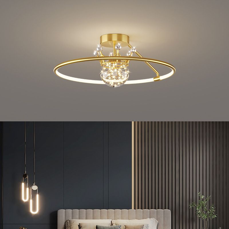 Sphère contemporaine Flush Lightture Metal 2 Lumière Lumière Flushmount Éclairage pour chambre à coucher