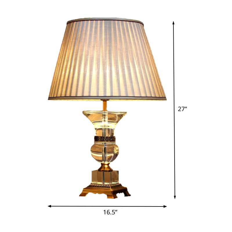 Lampe de bureau incurvée contemporaine, lampe de table de nuit à 1 tête en cristal taillé à la main en beige