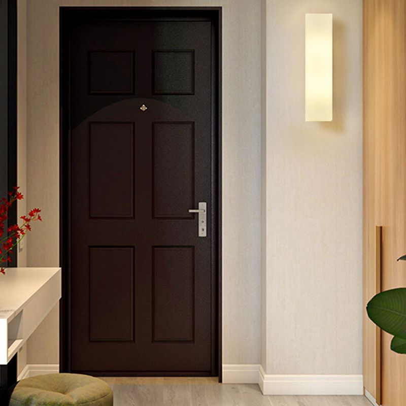 Glass Rectangular Wall Sconce Lights Modern Style 2 Lights Wall Mounted Lamps in White