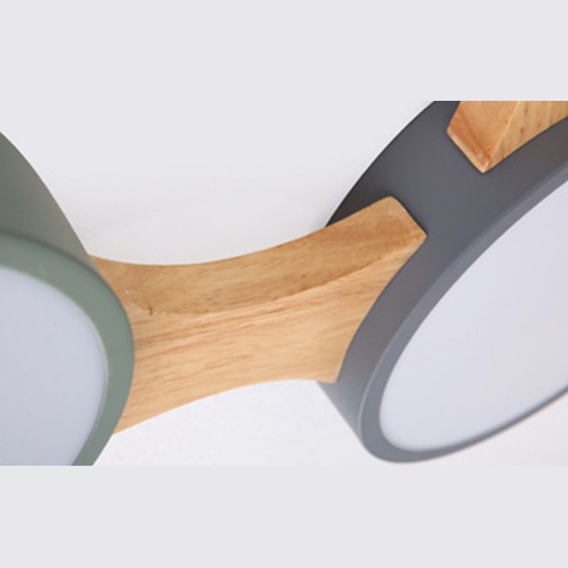 Ronde LED Macaron Plafond Fixture in Modern Creative Style Wooden Flush Mount met Acryl