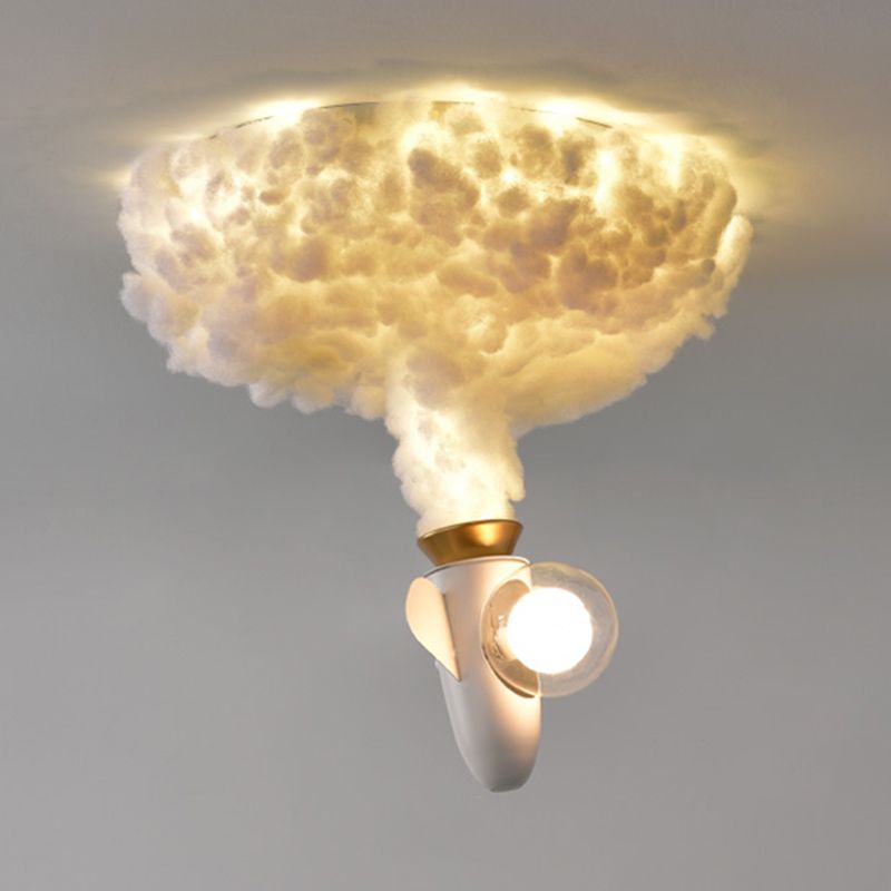 White Metal Cartoon Flush Mount LED Flush Light Fixture for Children's Room