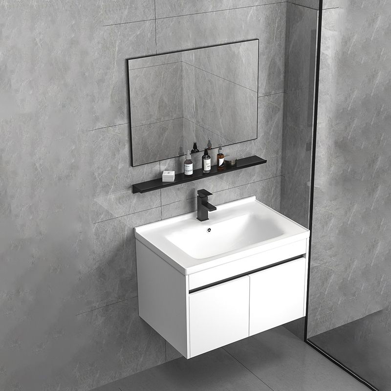 Modern Bathroom Vanity Set Wood Standalone Cabinet and Mirror Space Saver Vanity