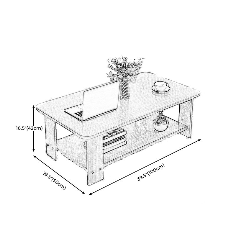 Modern Style Wood-paneled Rectangular Coffee Table with a 4 Legs Base