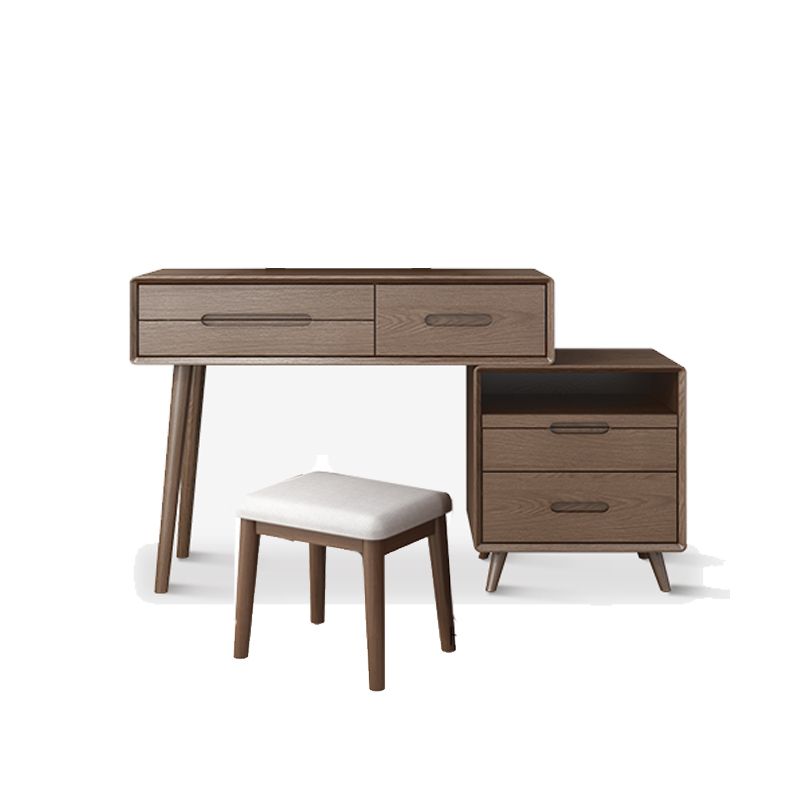 Solid Wood Makeup Vanity Desk Storage Box Makeup Vanity Set with Drawer