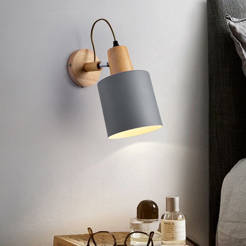 Nordic Style Wall Light Geometry Rotatable Colorful Wall Lamp with Iron Shade for Bedroom