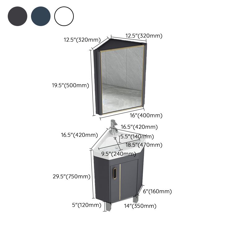 Contemporary Sink Vanity Triangular Wall Mounted Corner Bath Vanity