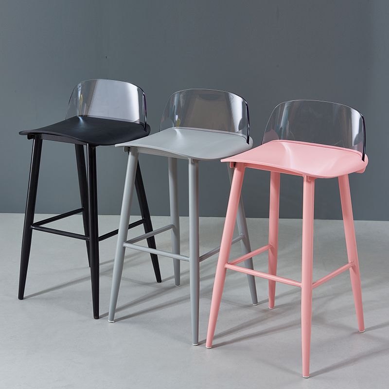 Indoor Rectangle Bar Stool Low Back Plastic Footrest Modern Counter Stool