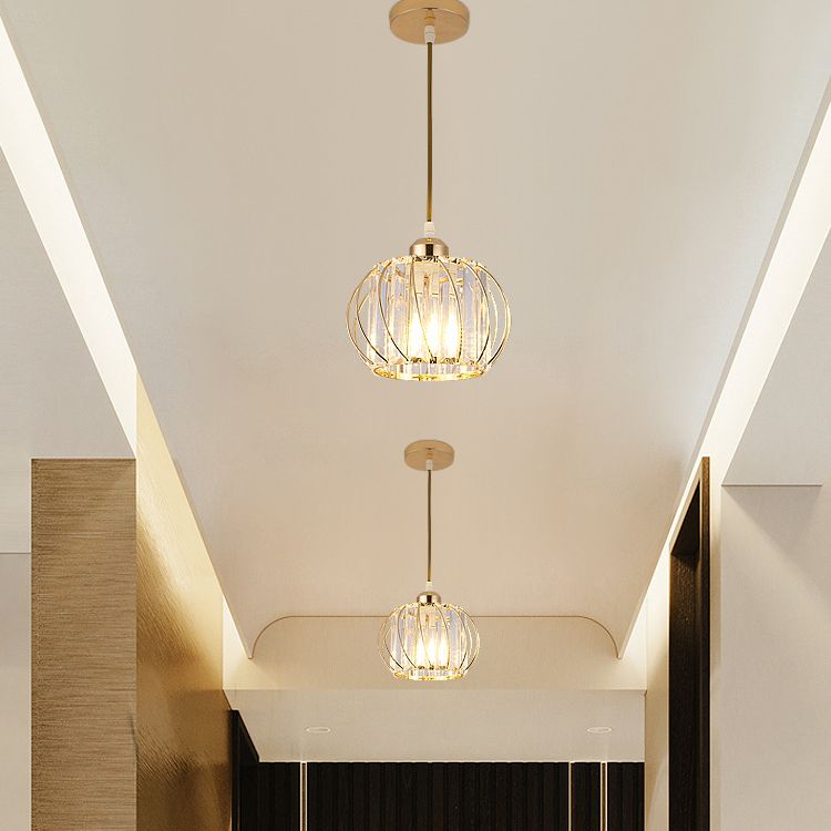 7.5 Inches Wide Mini Crystal Hanging Light with Metal Wire Design Modern Lighting Fixture for Hallway Aisle