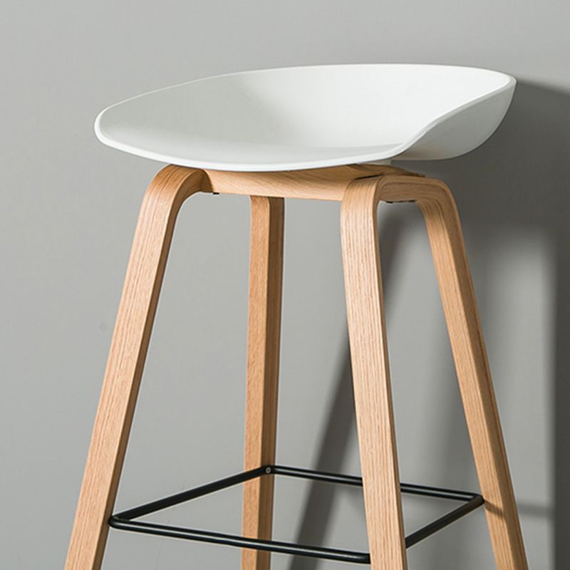 Contemporary Plastic Bucket Bar Stool with Beech Solid Wood Base