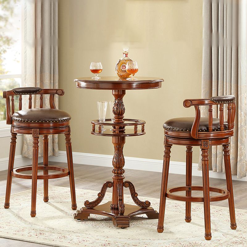 1/3 Pieces Modern Solid Wood Pub Table Set Round Counter Table